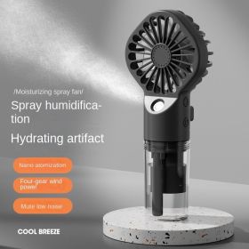 F3 handheld spray hydrating fan usb rechargeable portable desktop student dormitory mini small fan gift (Dimensions: 157*68, Color: Hall black (spray hydrating small fan))