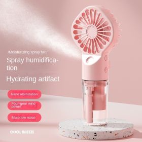 F3 handheld spray hydrating fan usb rechargeable portable desktop student dormitory mini small fan gift (Dimensions: 157*68, Color: Cherry powder (spray water supply small fan))