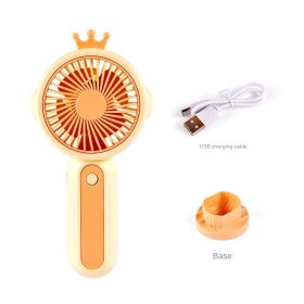 New USB handheld mini fan 3 super wind student summer desktop outdoor mini fan (Fan blade diameter: 14.6*4.3*8CM, Color: 3rd gear-lithium battery USB small fan-yellow)