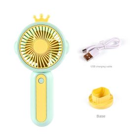 New USB handheld mini fan 3 super wind student summer desktop outdoor mini fan (Fan blade diameter: 14.6*4.3*8CM, Color: 3rd gear-lithium battery USB small fan-green)