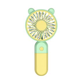 2024 cartoon handheld small fan USB charging small fan student desktop outdoor portable two-color small fan (Color: Y19 golden yellow)