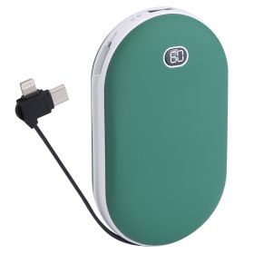 8000mAh 2 In 1 Electric Hand Warmer Rechargeable Hand Heater Portable Pocket Warmer with Power Bank 3 Heating Levels Digital Display Double-sided Heat (Color: green)